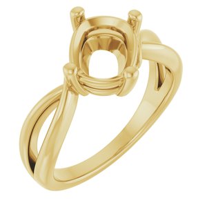 18K Yellow Gold 9x7 mm Elongated Cushion Ring Mounting – image 2