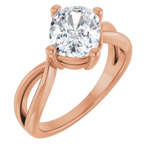 10K Rose Gold 9x7 mm Elongated Cushion Ring Mounting