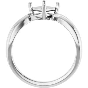 18K White Gold 5x5 mm Square Ring Mounting – image 4