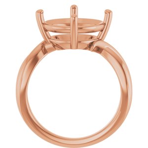 14K Rose Gold 12 mm Round Ring Mounting – image 4