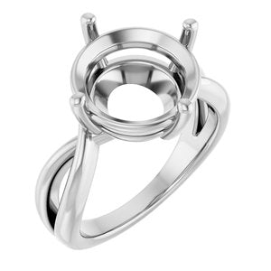 18K White Gold 12 mm Round Ring Mounting – image 2