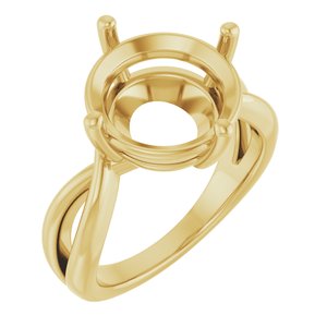 14K Yellow Gold 12 mm Round Ring Mounting – image 2