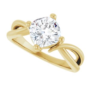 18K Yellow Gold 7x7 mm Cushion Ring Mounting – image 8