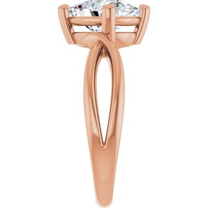 14K Rose Gold 9x7 mm Elongated Cushion Ring Mounting – image 7