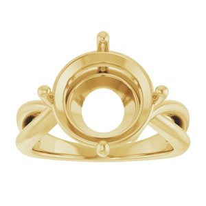 14K Yellow Gold 12 mm Round Ring Mounting – image 6