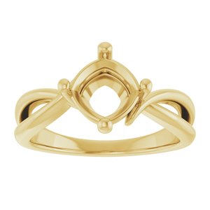 14K Yellow Gold 7x7 mm Cushion Ring Mounting – image 6