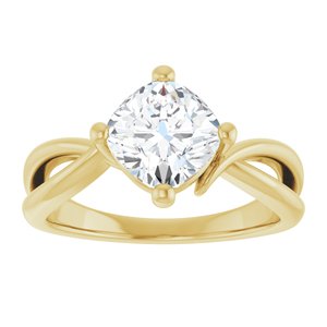 18K Yellow Gold 7x7 mm Cushion Ring Mounting – image 5