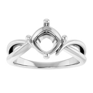 14K White Gold 7x7 mm Cushion Ring Mounting – image 6