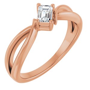 10K Rose Gold 4.5x3 mm Emerald Ring Mounting