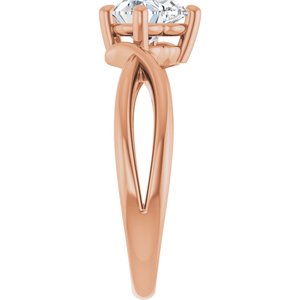 14K Rose Gold 6.5x6.5 mm Heart Ring Mounting – image 7