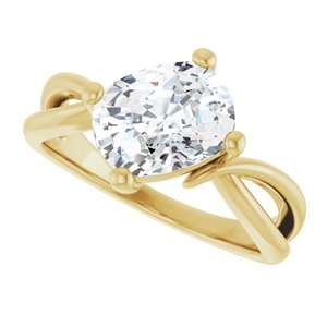 14K Yellow Gold 9x7 mm Elongated Cushion Ring Mounting – image 8