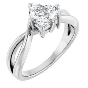 10K White Gold 6.5x6.5 mm Heart Ring Mounting