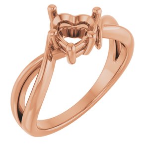 14K Rose Gold 6.5x6.5 mm Heart Ring Mounting – image 2