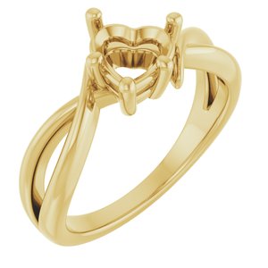 18K Yellow Gold 6.5x6.5 mm Heart Ring Mounting – image 2