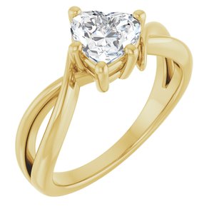14K Yellow Gold 6.5x6.5 mm Heart Ring Mounting