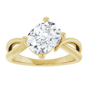 14K Yellow Gold 9x7 mm Elongated Cushion Ring Mounting – image 5