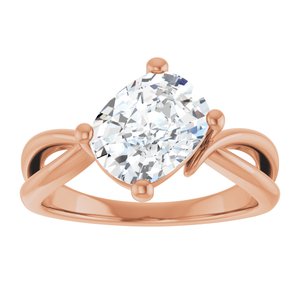 18K Rose Gold 9x7 mm Elongated Cushion Ring Mounting – image 5