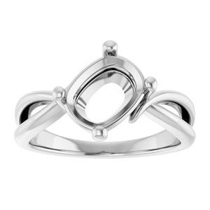 18K White Gold 9x7 mm Elongated Cushion Ring Mounting – image 6