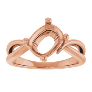 14K Rose Gold 9x7 mm Elongated Cushion Ring Mounting – image 6