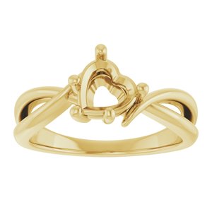 18K Yellow Gold 6.5x6.5 mm Heart Ring Mounting – image 6