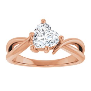 14K Rose Gold 6.5x6.5 mm Heart Ring Mounting – image 5