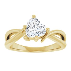 14K Yellow Gold 6.5x6.5 mm Heart Ring Mounting – image 5