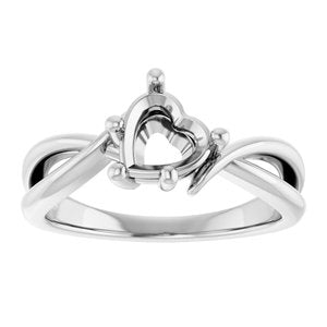 10K White Gold 6.5x6.5 mm Heart Ring Mounting – image 6