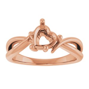 14K Rose Gold 6.5x6.5 mm Heart Ring Mounting – image 6
