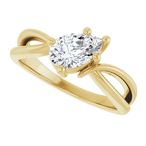 14K Yellow Gold 8x5 mm Pear Ring Mounting – image 8