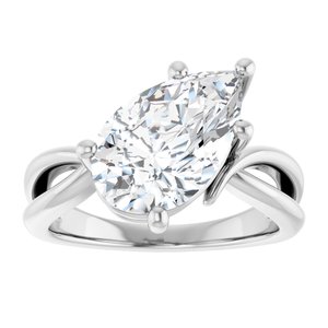 18K White Gold 13x8 mm Pear Ring Mounting – image 5