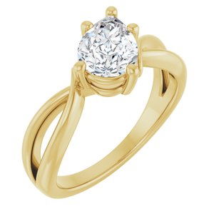 14K Yellow Gold 8x6 mm Pear Ring Mounting