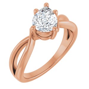 18K Rose Gold 8x6 mm Pear Ring Mounting