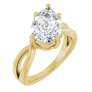 14K Yellow Gold 12x8 mm Pear Ring Mounting