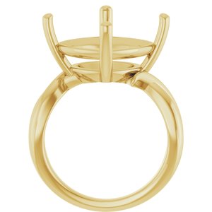 18K Yellow Gold 14x14 mm Cushion Ring Mounting – image 4