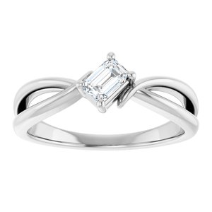 14K White Gold 4.5x3 mm Emerald Ring Mounting – image 5