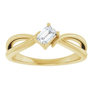 14K Yellow Gold 4.5x3 mm Emerald Ring Mounting – image 5