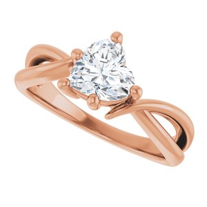 14K Rose Gold 6.5x6.5 mm Heart Ring Mounting – image 8