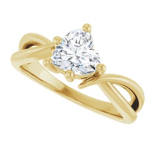 14K Yellow Gold 6.5x6.5 mm Heart Ring Mounting – image 8