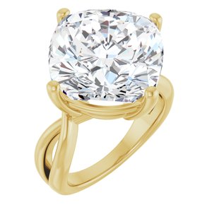 14K Yellow Gold 14x14 mm Cushion Ring Mounting
