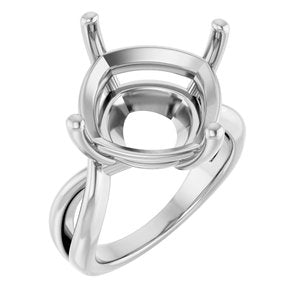 Sterling Silver 14x14 mm Cushion Ring Mounting – image 2
