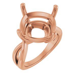 14K Rose Gold 14x14 mm Cushion Ring Mounting – image 2