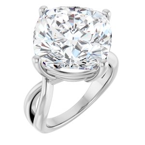 10K White Gold 14x14 mm Cushion Ring Mounting