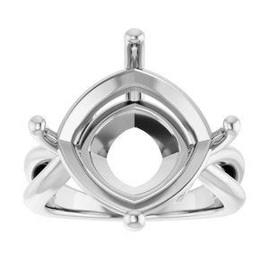 14K White Gold 14x14 mm Cushion Ring Mounting – image 6
