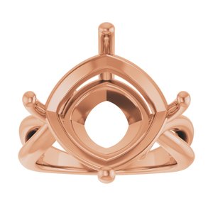 14K Rose Gold 14x14 mm Cushion Ring Mounting – image 6