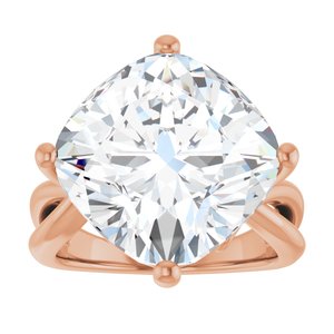14K Rose Gold 14x14 mm Cushion Ring Mounting – image 5