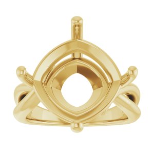 18K Yellow Gold 14x14 mm Cushion Ring Mounting – image 6