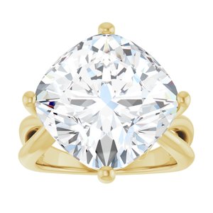 18K Yellow Gold 14x14 mm Cushion Ring Mounting – image 5