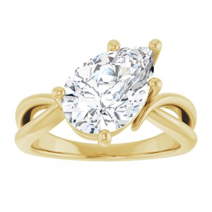 18K Yellow Gold 12x8 mm Pear Ring Mounting – image 5