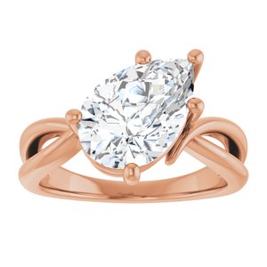 18K Rose Gold 12x8 mm Pear Ring Mounting – image 5