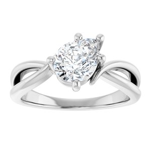 14K White Gold 8x6 mm Pear Ring Mounting – image 5